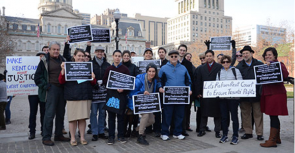rentters rights activists pose for a photo