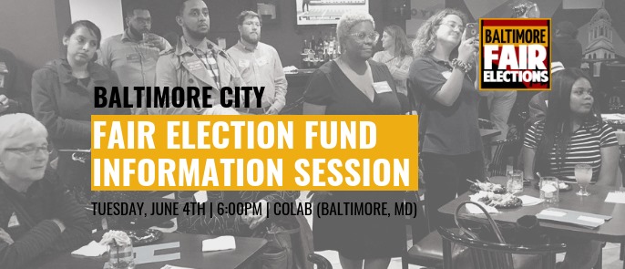 graphic image for baltimore city fair election fund information session