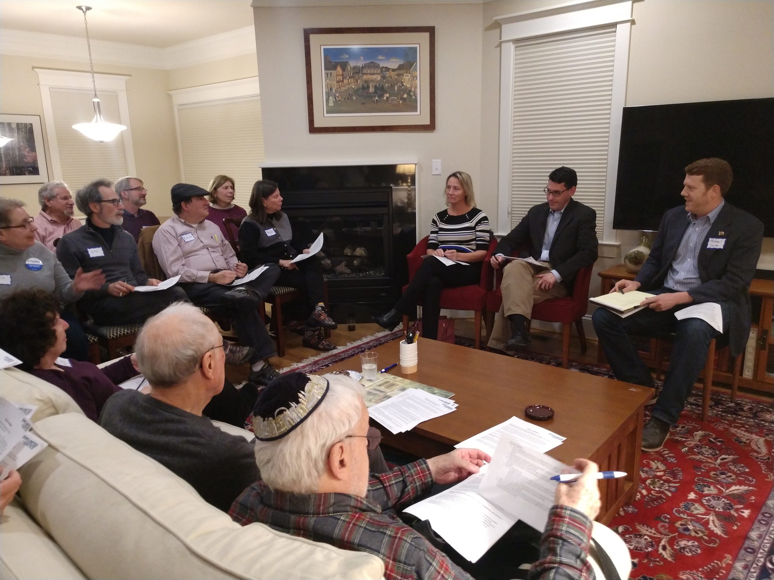 people sit in a circle during district 16 legislator meeting