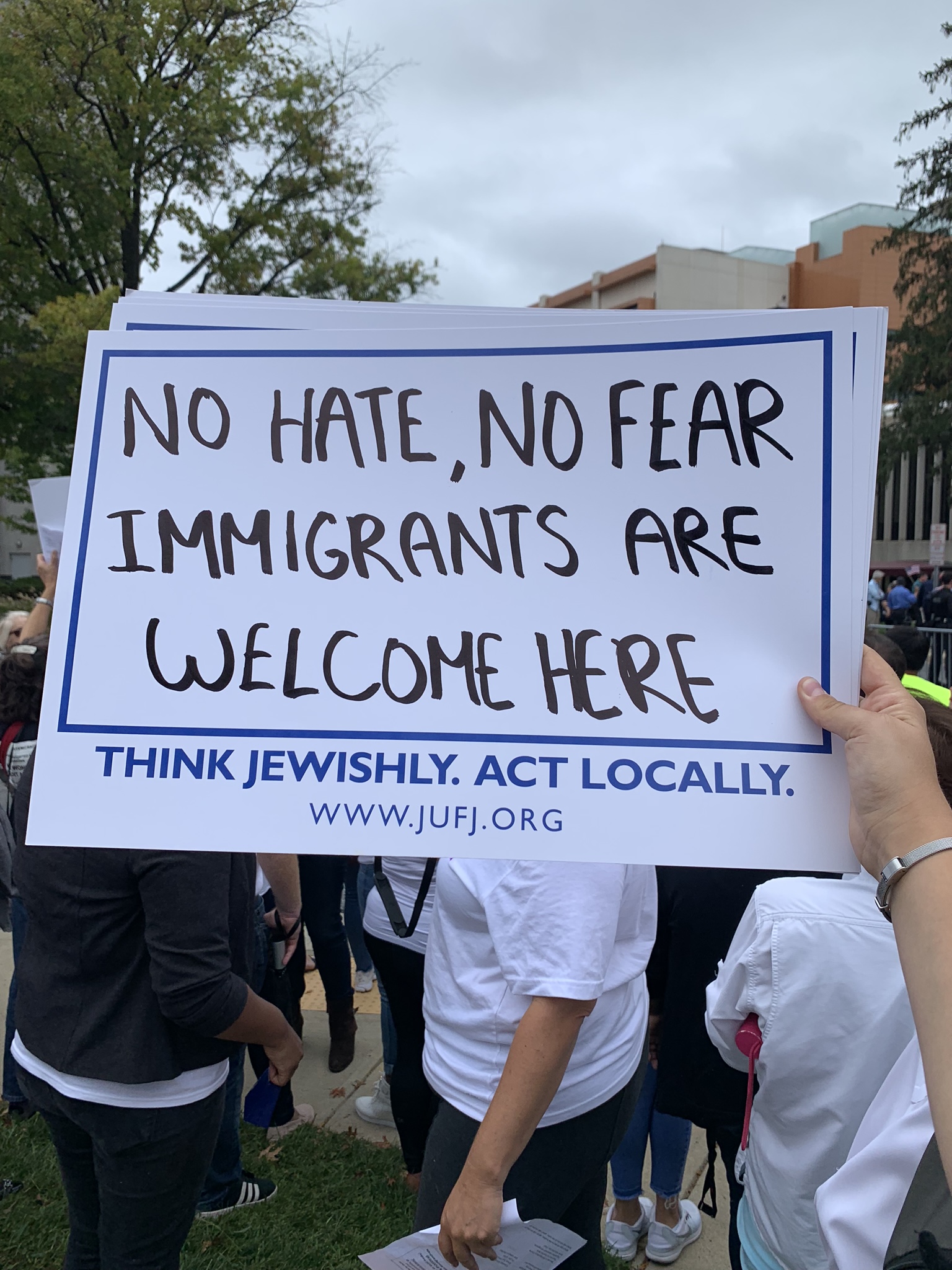 Sign: No Hate, No Fear, Immigrants Are Welcome Here