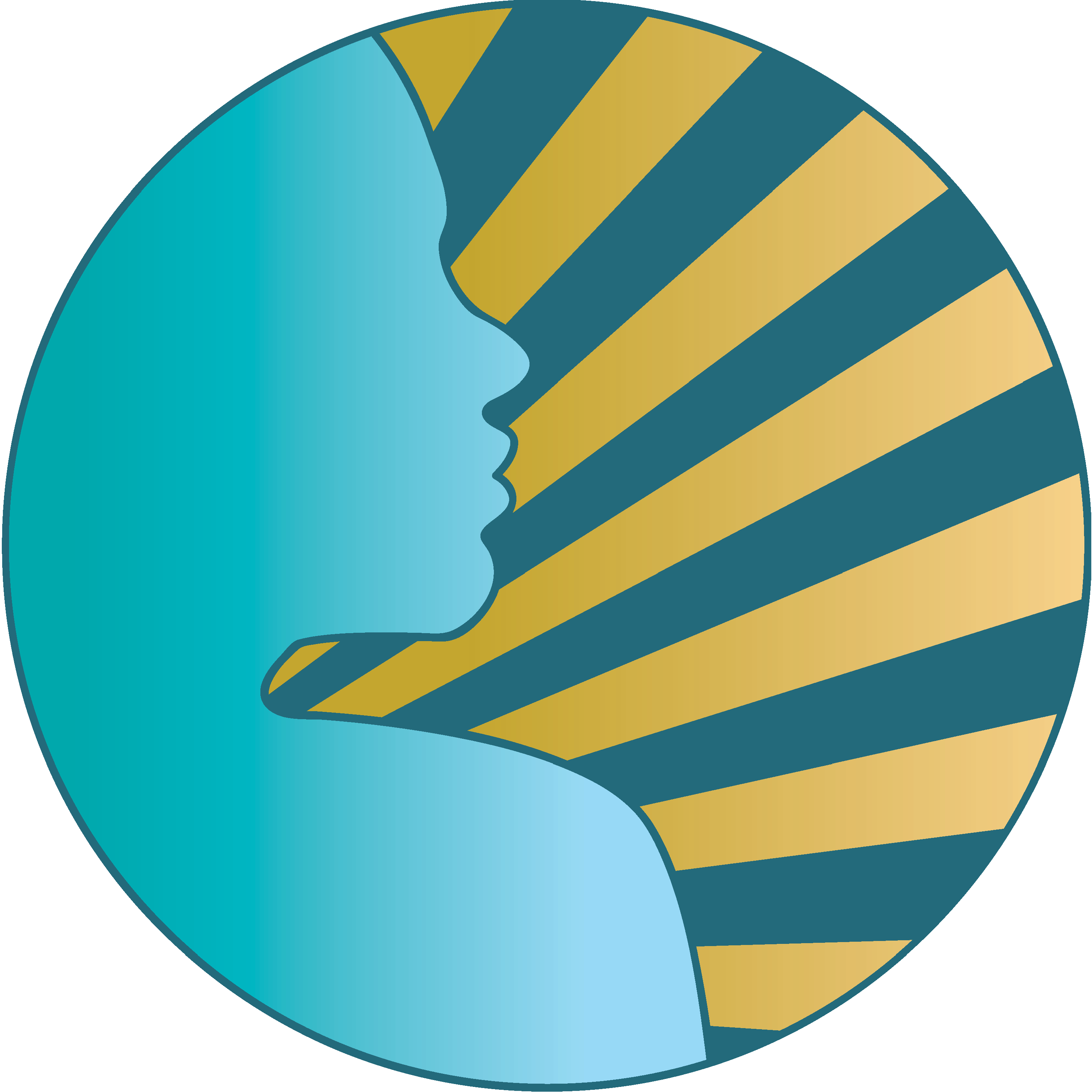 blue silhouette against yellow and blue background
