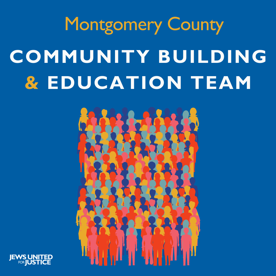 Graphic of a crowd with the words "Montgomery County, Community Building & Education Team"