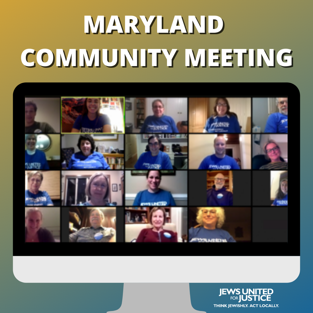Zoom screenshot of JUFJers with the title Maryland Community Meeting