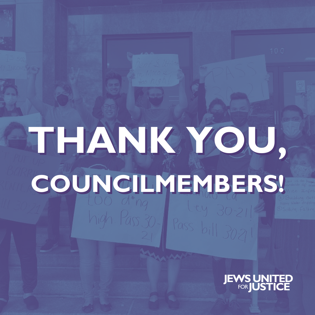 People holding signs with text overlaid: Thank you, Councilmembers!