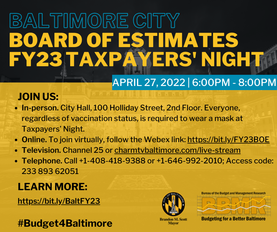 Baltimore City Board of Estimates Taxpayers' Night