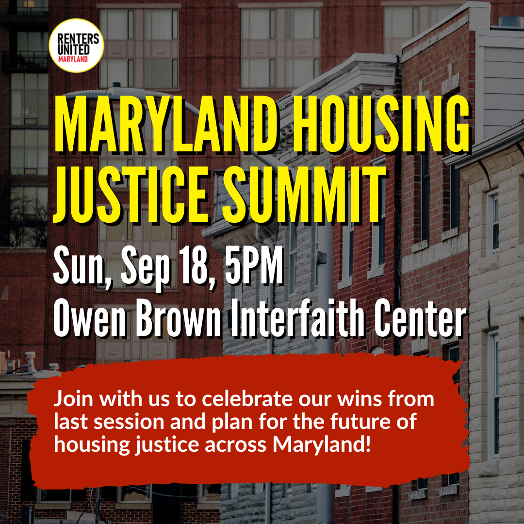 Maryland Housing Justice Summit - Thu, 9/18 5 pm Owen Brown Interfaith Center