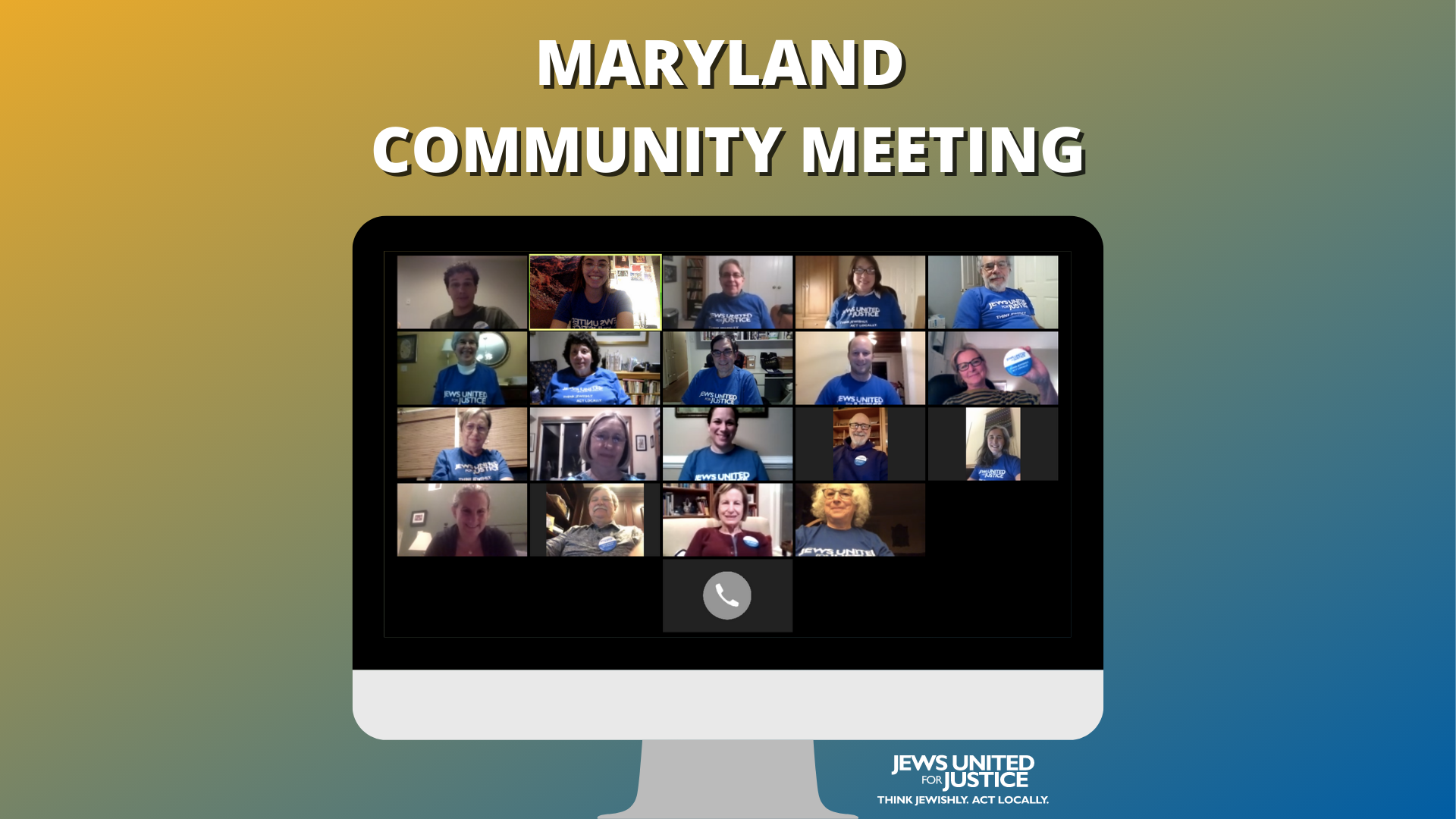 Zoom screenshot of JUFJers with the title Maryland Community Meeting