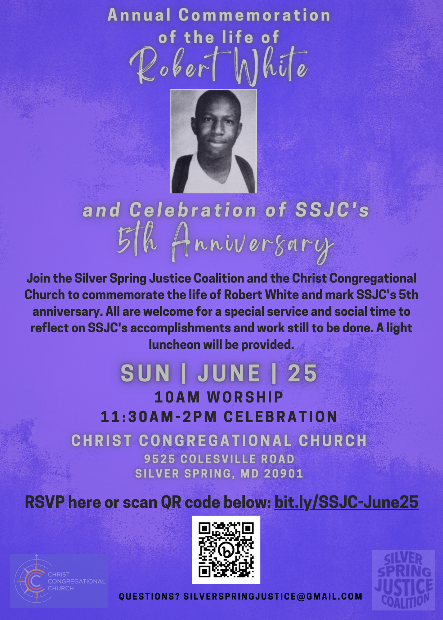 Annual Commemoration of the life of Robert White and Celebration of SSJC's 5th Anniversary