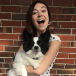 Lindy Wittenberg headshot, holding Peasy the dog