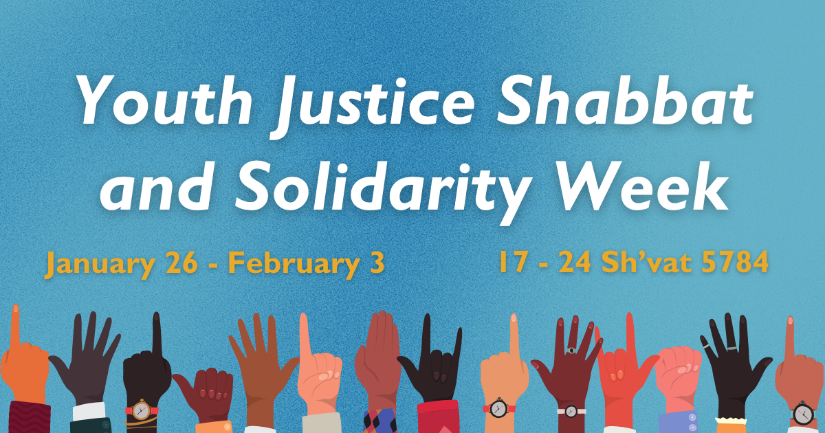 Youth Justice Shabbat and Solidarity Week blue graphic