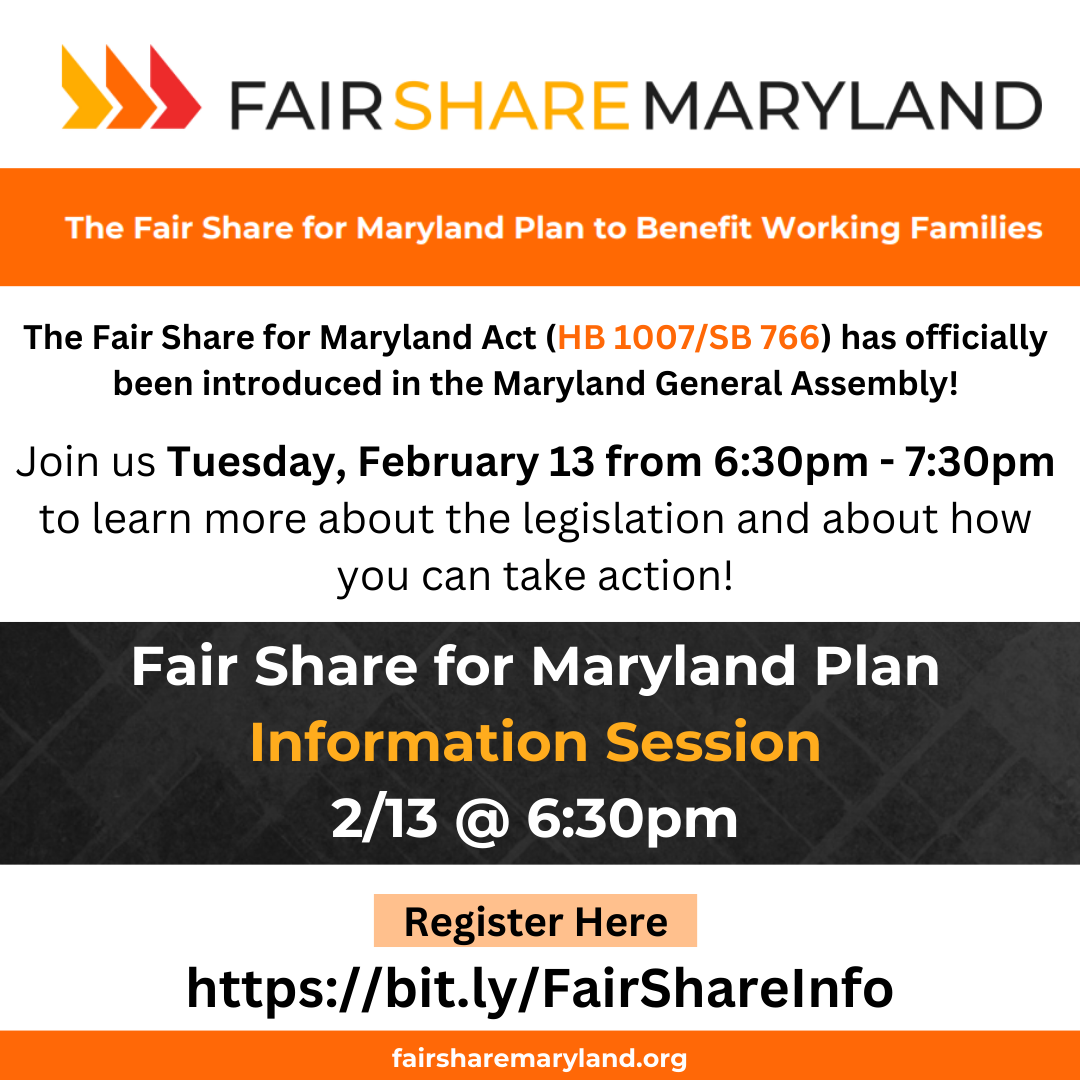Fair Share Maryland logo and information about the event