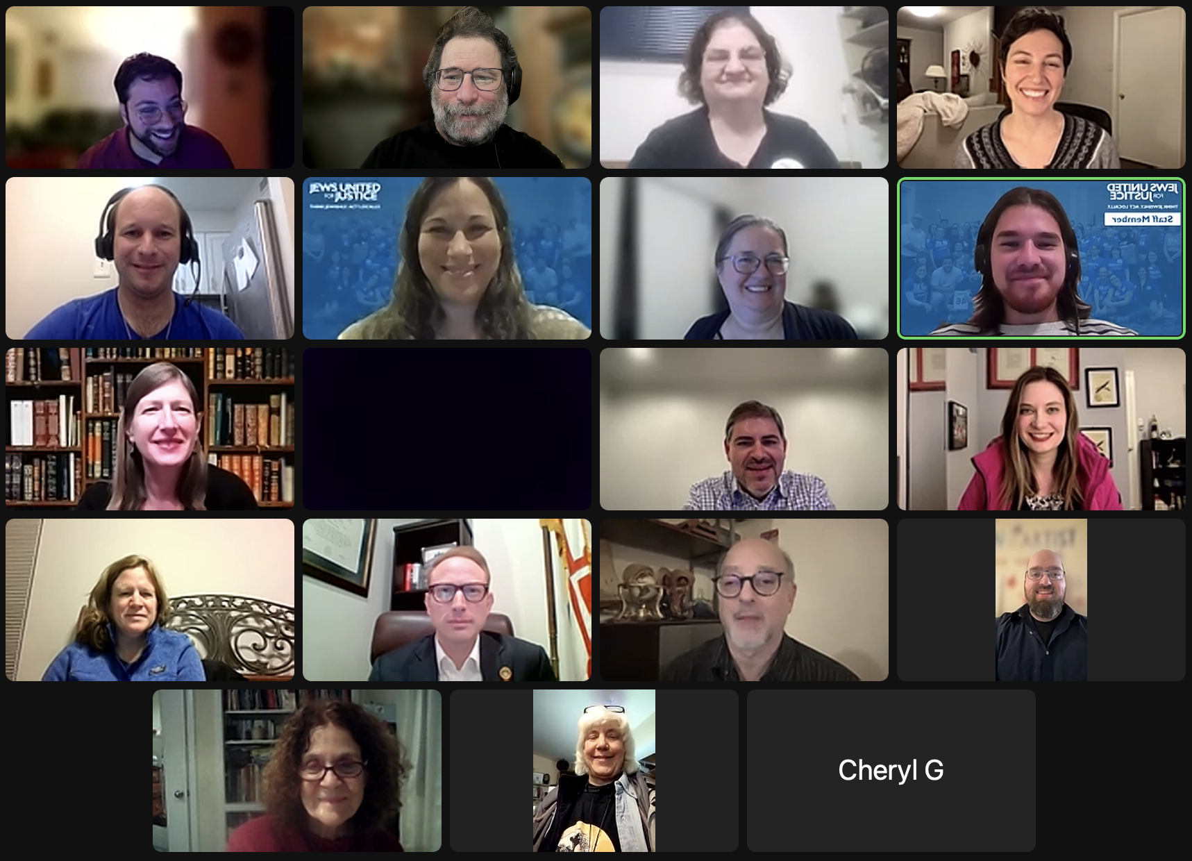 JUFJers meet with legislators from D18 on Zoom